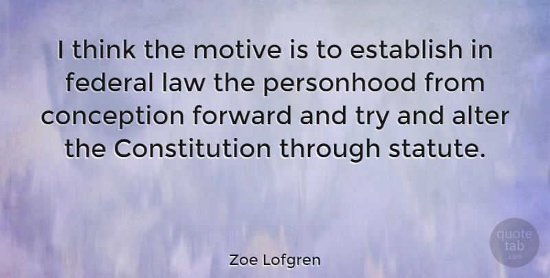 Zoe Lofgren Quote About Alter, Conception, Constitution, Establish, Federal: I Think The Motive Is...