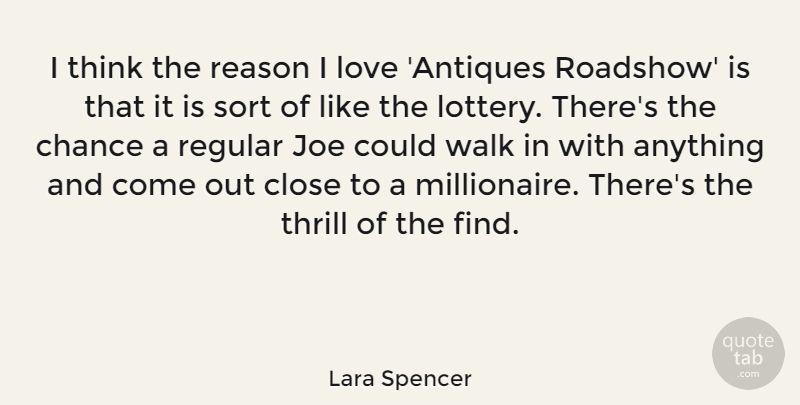Lara Spencer Quote About Thinking, Thrill, Antiques: I Think The Reason I...