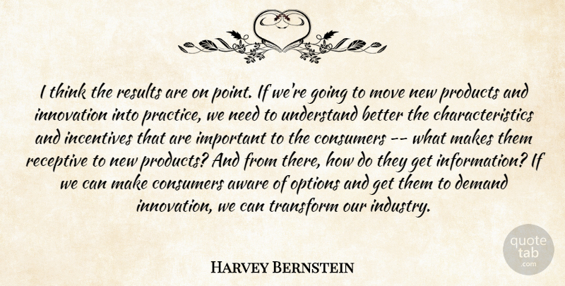 Harvey Bernstein Quote About Aware, Consumers, Demand, Incentives, Innovation: I Think The Results Are...