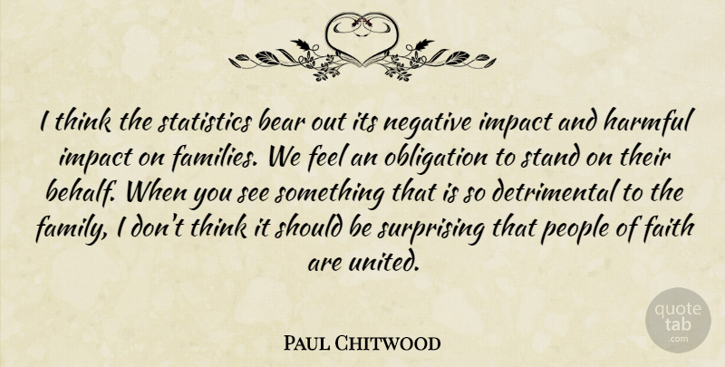 Paul Chitwood Quote About Bear, Faith, Harmful, Impact, Negative: I Think The Statistics Bear...