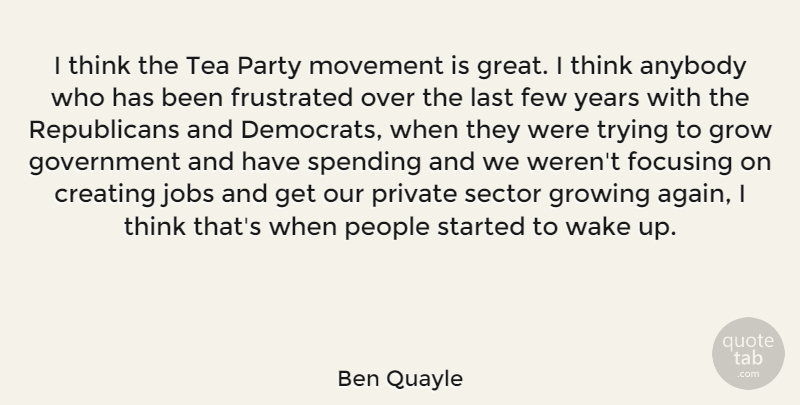 Ben Quayle Quote About Anybody, Creating, Few, Focusing, Frustrated: I Think The Tea Party...