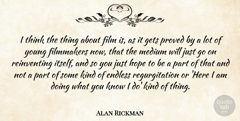 Alan Rickman Quote About Thinking, Here I Am, Goes On: I Think The Thing About...
