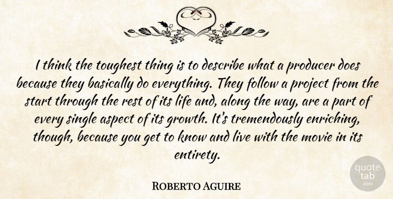 Roberto Aguire Quote About Along, Aspect, Basically, Describe, Follow: I Think The Toughest Thing...