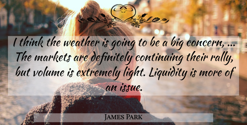 James Park Quote About Continuing, Definitely, Extremely, Markets, Volume: I Think The Weather Is...