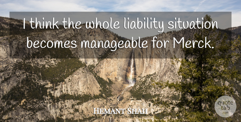 Hemant Shah Quote About Becomes, Liability, Manageable, Situation: I Think The Whole Liability...