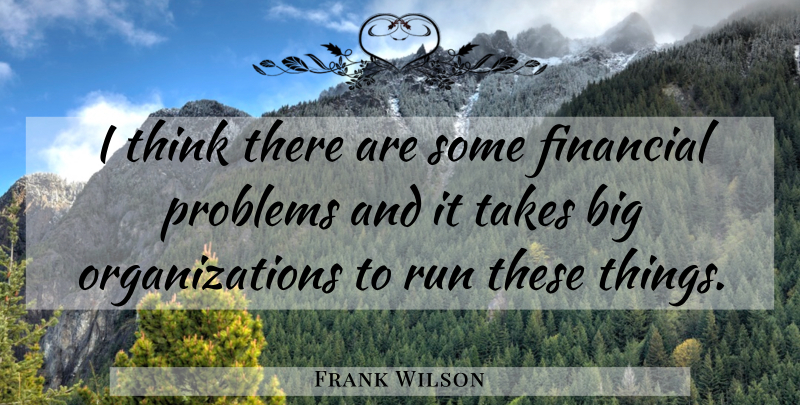 Frank Wilson Quote About Financial, Problems, Run, Takes: I Think There Are Some...