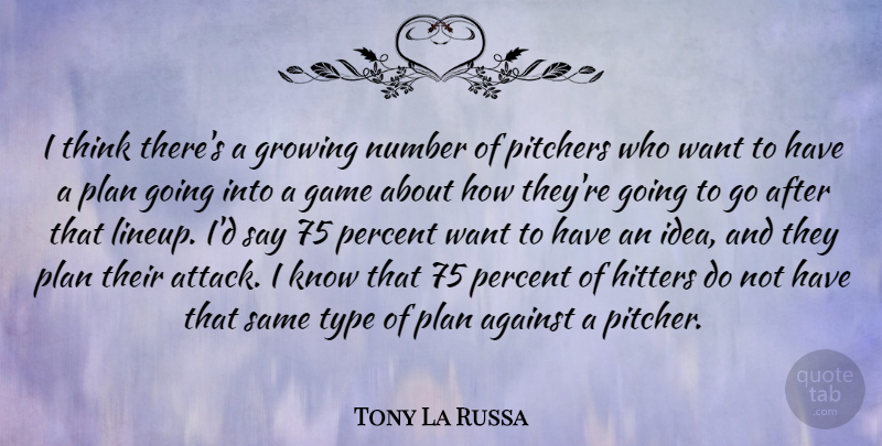 Tony La Russa Quote About Against, Growing, Hitters, Number, Pitchers: I Think Theres A Growing...