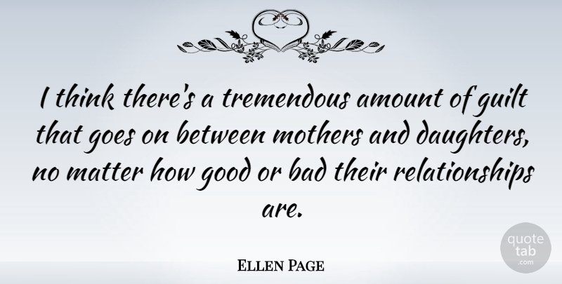 Ellen Page Quote About Mother, Daughter, Thinking: I Think Theres A Tremendous...
