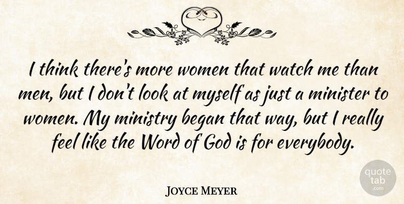 Joyce Meyer Quote About Men, Thinking, Ministry: I Think Theres More Women...