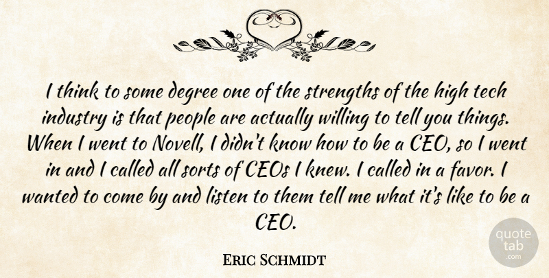 Eric Schmidt Quote About Thinking, People, Degrees: I Think To Some Degree...