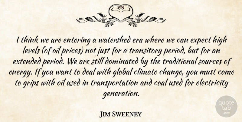 Jim Sweeney Quote About Climate, Coal, Deal, Dominated, Electricity: I Think We Are Entering...