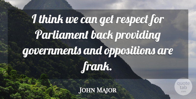 John Major Quote About Thinking, Government, Parliament: I Think We Can Get...