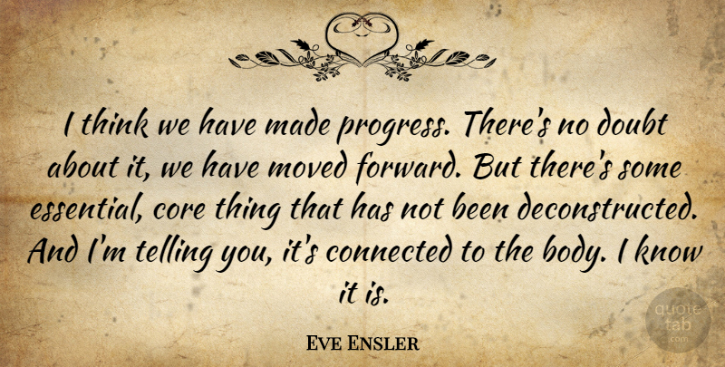 Eve Ensler Quote About Thinking, Doubt, Progress: I Think We Have Made...