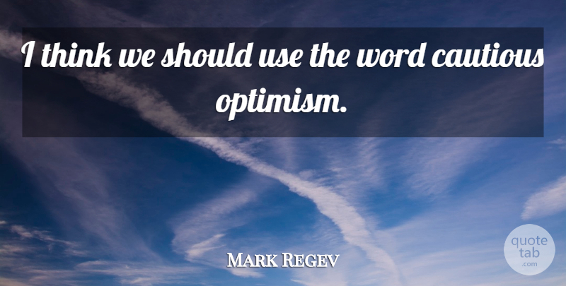 Mark Regev Quote About Cautious, Optimism, Word: I Think We Should Use...