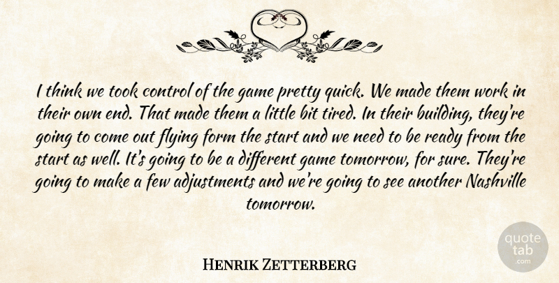 Henrik Zetterberg Quote About Bit, Control, Few, Flying, Form: I Think We Took Control...