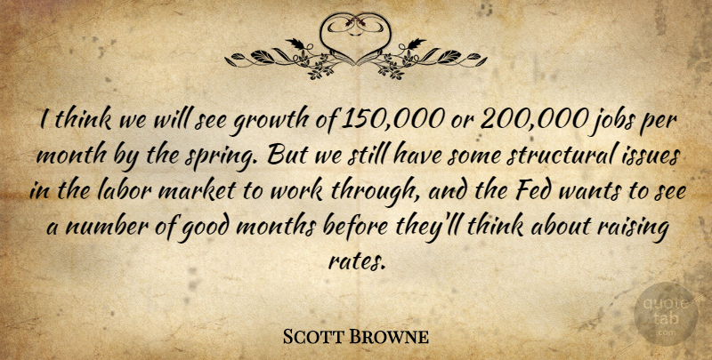 Scott Browne Quote About Fed, Good, Growth, Issues, Jobs: I Think We Will See...