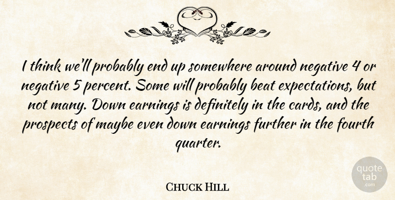 Chuck Hill Quote About Beat, Definitely, Earnings, Fourth, Further: I Think Well Probably End...
