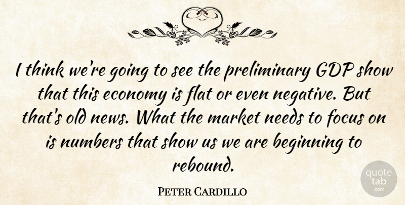 Peter Cardillo Quote About Beginning, Economy, Economy And Economics, Flat, Focus: I Think Were Going To...