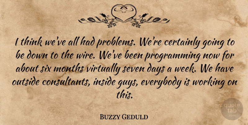 Buzzy Geduld Quote About Certainly, Days, Everybody, Inside, Months: I Think Weve All Had...