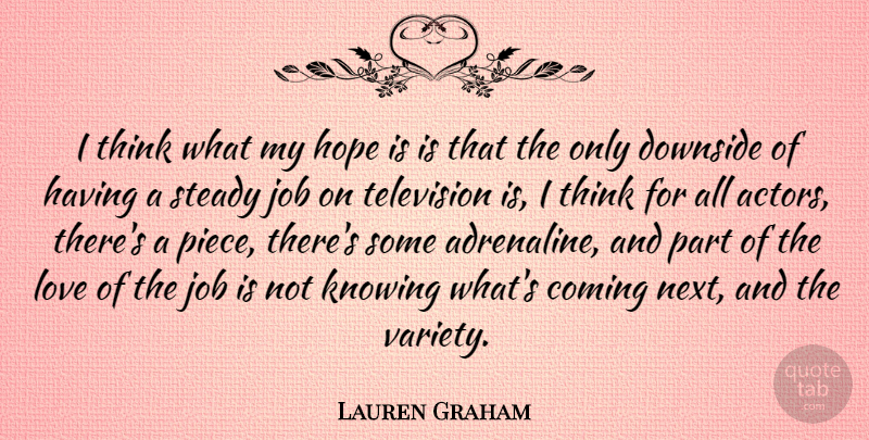 Lauren Graham Quote About Jobs, Thinking, Knowing: I Think What My Hope...