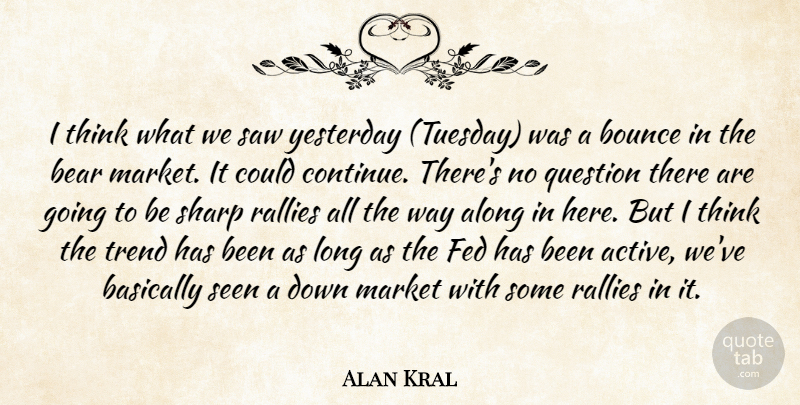 Alan Kral Quote About Along, Basically, Bear, Bounce, Fed: I Think What We Saw...