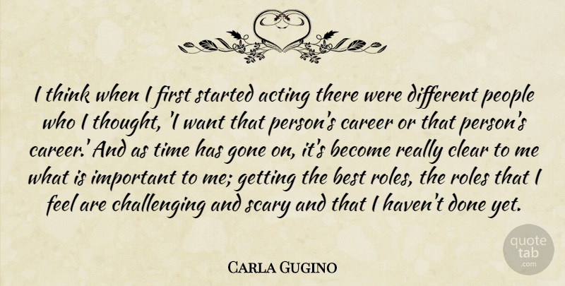 Carla Gugino Quote About Acting, Best, Clear, Gone, People: I Think When I First...