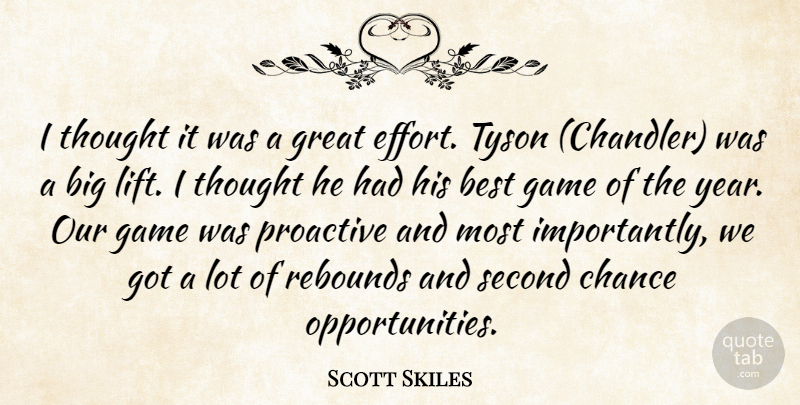 Scott Skiles Quote About Best, Chance, Game, Great, Proactive: I Thought It Was A...