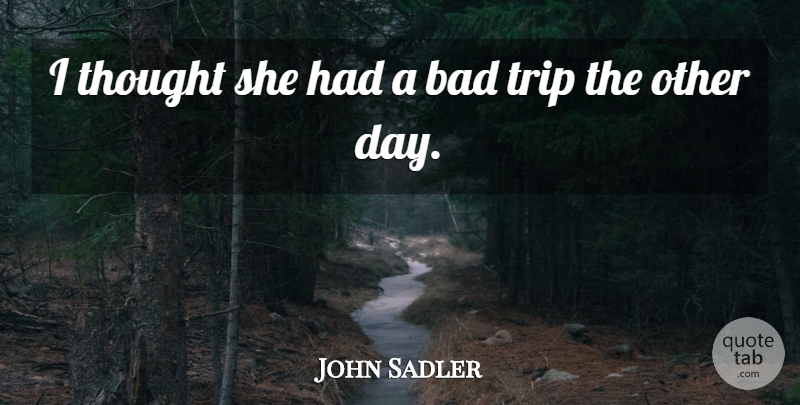 John Sadler Quote About Bad, Trip: I Thought She Had A...