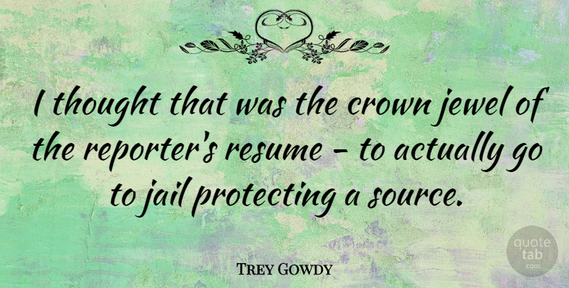 Trey Gowdy Quote About Jewel, Protecting: I Thought That Was The...