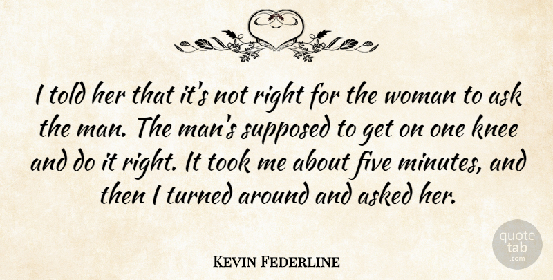 Kevin Federline Quote About Ask, Asked, Five, Knee, Supposed: I Told Her That Its...