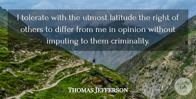 Thomas Jefferson Quote About Liberty, Opinion, Tolerate: I Tolerate With The Utmost...