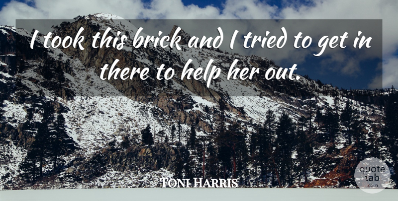 Toni Harris Quote About Brick, Help, Took, Tried: I Took This Brick And...