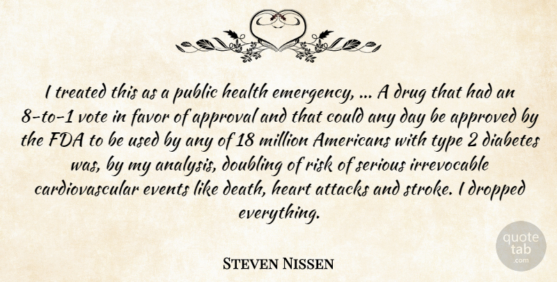 Steven Nissen Quote About Approval, Approved, Attacks, Diabetes, Doubling: I Treated This As A...