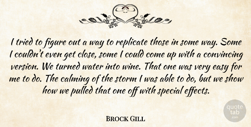 Brock Gill Quote About Calming, Convincing, Easy, Figure, Pulled: I Tried To Figure Out...