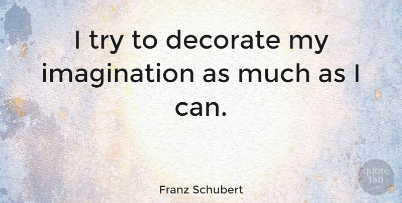 Franz Schubert Quote About Imagination, Trying, I Can: I Try To Decorate My...