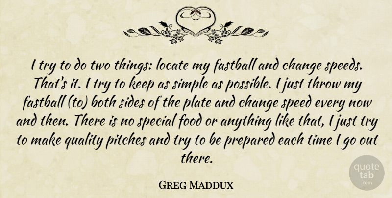 Greg Maddux Quote About Simple, Two, Trying: I Try To Do Two...
