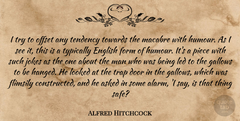 Alfred Hitchcock Quote About Humor, Men, Doors: I Try To Offset Any...