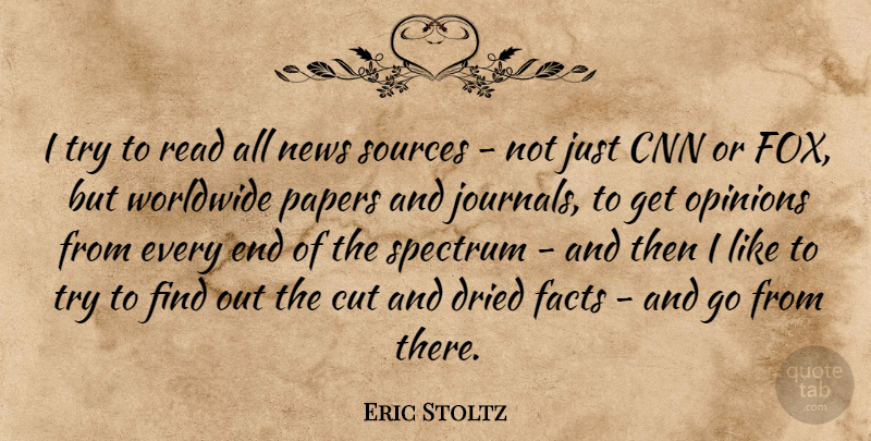 Eric Stoltz Quote About Cutting, Cnn, Trying: I Try To Read All...