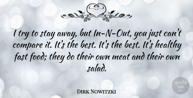 Dirk Nowitzki Quote About Best, Compare, Fast, Food, Healthy: I Try To Stay Away...