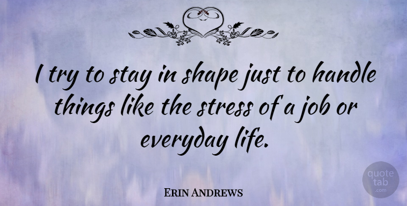 Erin Andrews Quote About Jobs, Stress, Everyday: I Try To Stay In...