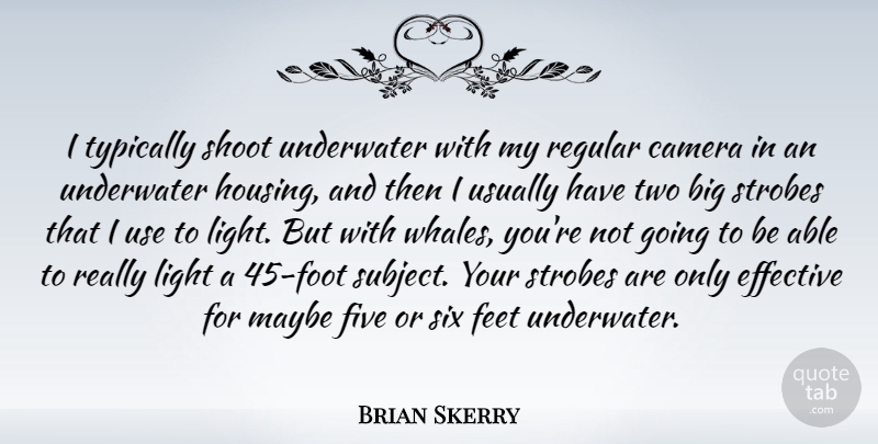Brian Skerry Quote About Effective, Five, Maybe, Regular, Shoot: I Typically Shoot Underwater With...