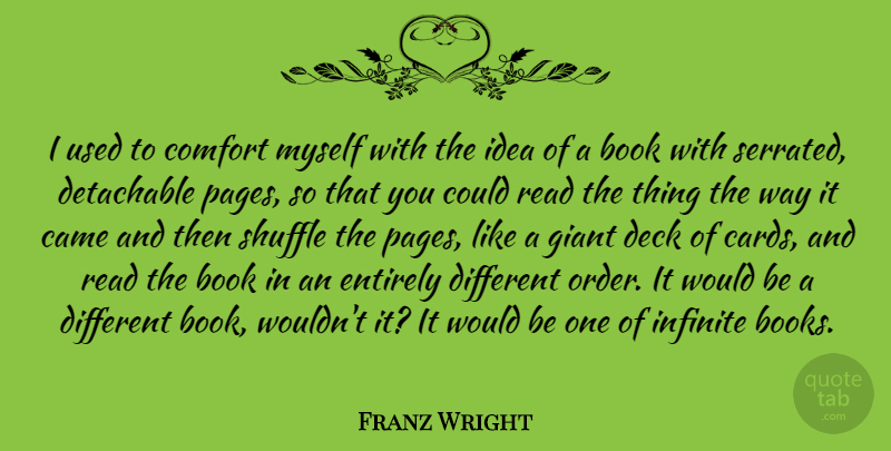 Franz Wright Quote About Came, Deck, Entirely, Giant, Infinite: I Used To Comfort Myself...