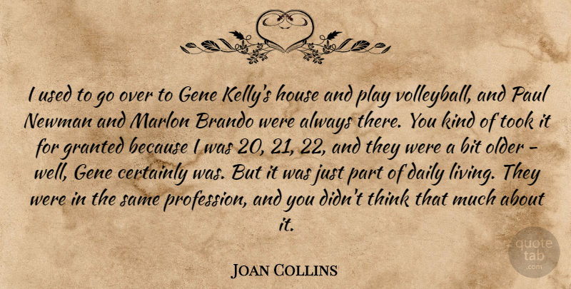 Joan Collins Quote About Volleyball, Thinking, Play: I Used To Go Over...