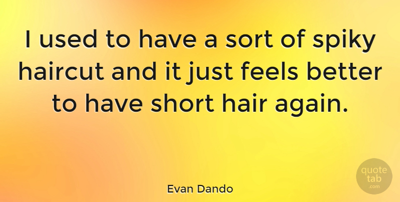 Evan Dando Quote About Feel Better, Hair, Used: I Used To Have A...