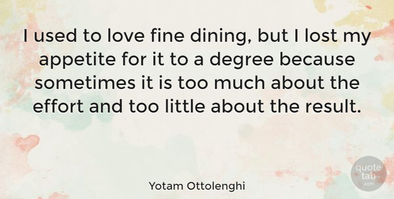 Yotam Ottolenghi Quote About Appetite, Degree, Fine, Love: I Used To Love Fine...