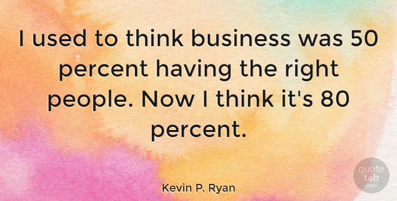 Kevin P. Ryan Quote About Thinking, People, Used: I Used To Think Business...