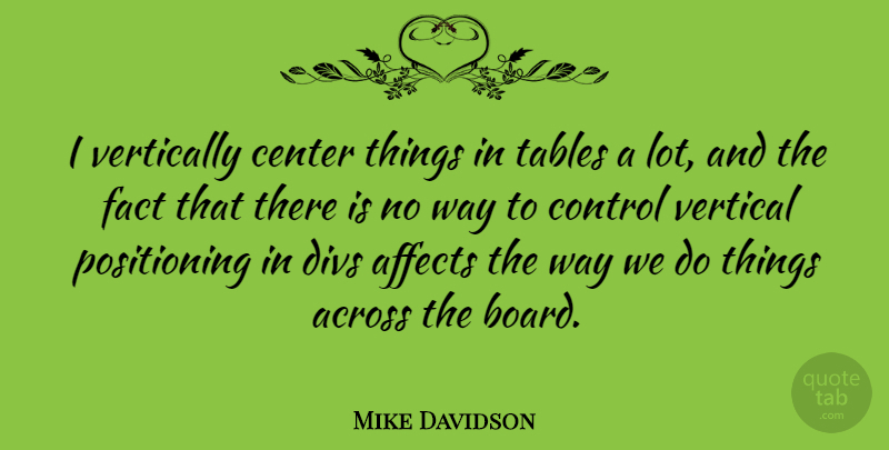 Mike Davidson Quote About Across, Affects, Center, Control, Fact: I Vertically Center Things In...