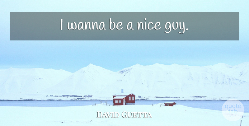 David Guetta Quote About Nice, Guy, Nice Guy: I Wanna Be A Nice...