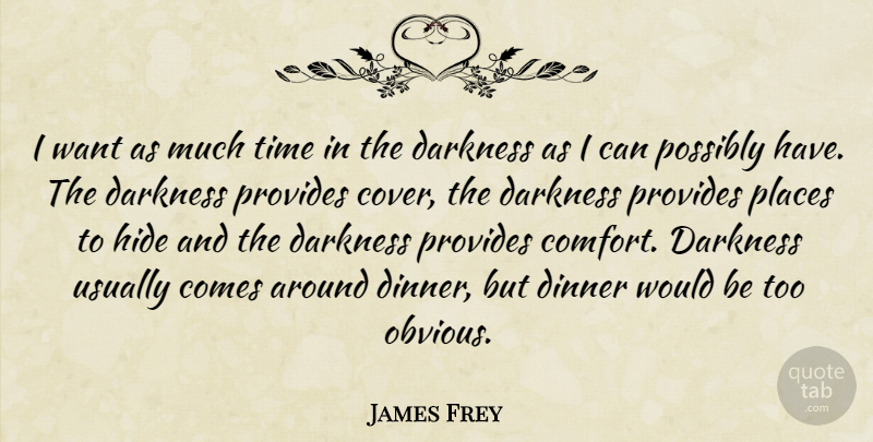James Frey Quote About Darkness, Want, Dinner: I Want As Much Time...