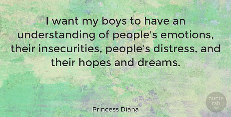 Princess Diana Quote About Dream, Boys, People: I Want My Boys To...